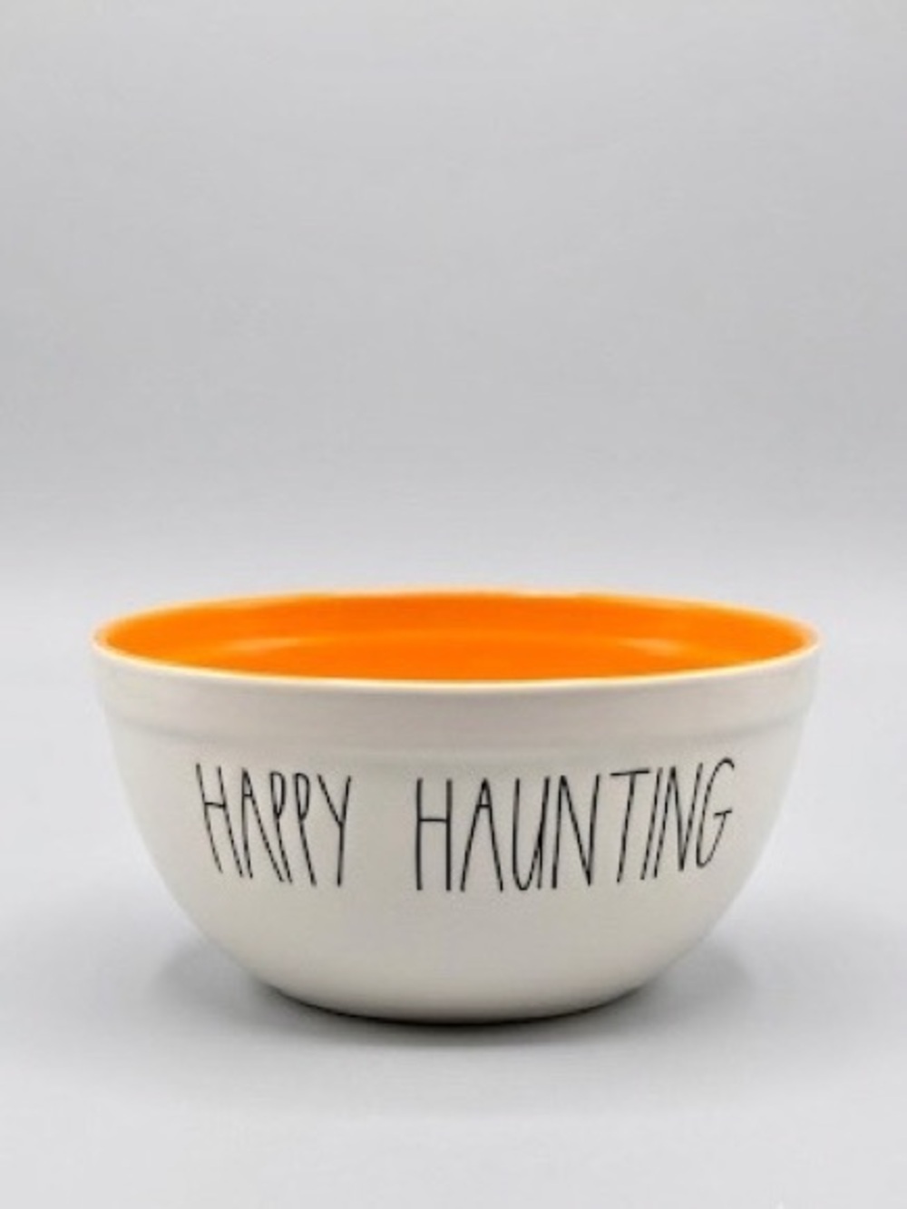 Rae Dunn Happy Haunting Halloween Large Mixing Serving Bowl White Orange 10x5